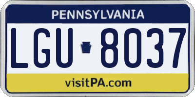 PA license plate LGU8037