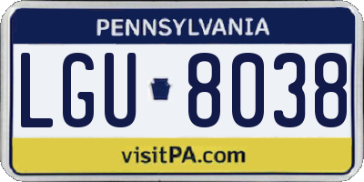 PA license plate LGU8038
