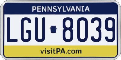 PA license plate LGU8039