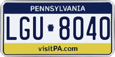 PA license plate LGU8040