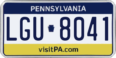 PA license plate LGU8041
