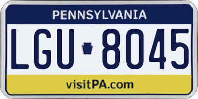 PA license plate LGU8045