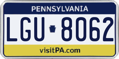 PA license plate LGU8062