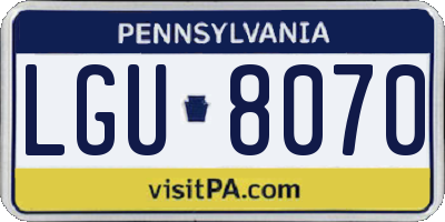 PA license plate LGU8070