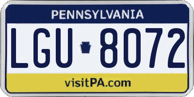 PA license plate LGU8072