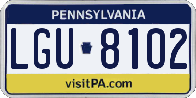 PA license plate LGU8102