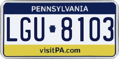 PA license plate LGU8103