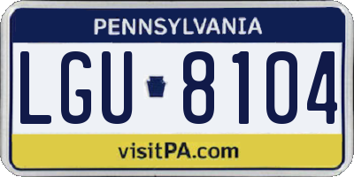 PA license plate LGU8104