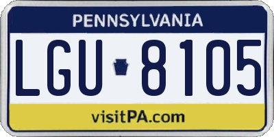 PA license plate LGU8105