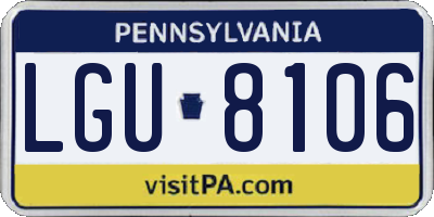 PA license plate LGU8106
