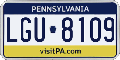 PA license plate LGU8109