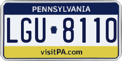 PA license plate LGU8110