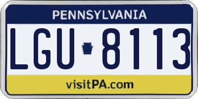 PA license plate LGU8113