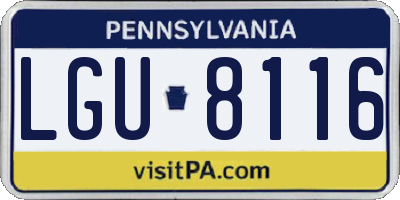 PA license plate LGU8116