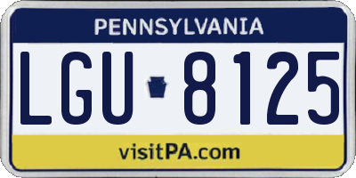 PA license plate LGU8125