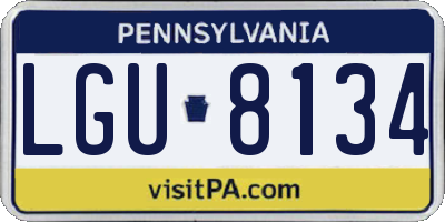 PA license plate LGU8134
