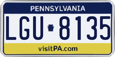 PA license plate LGU8135