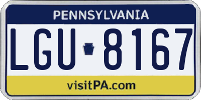 PA license plate LGU8167