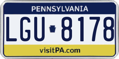 PA license plate LGU8178