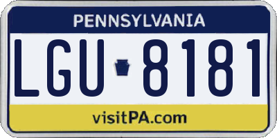PA license plate LGU8181