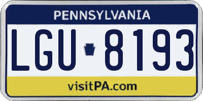 PA license plate LGU8193