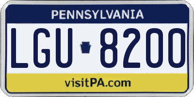 PA license plate LGU8200