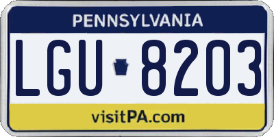 PA license plate LGU8203