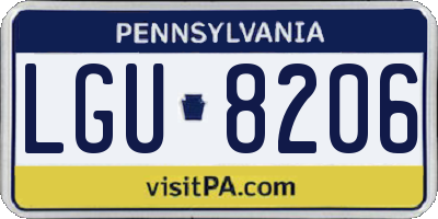 PA license plate LGU8206