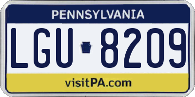 PA license plate LGU8209