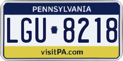 PA license plate LGU8218