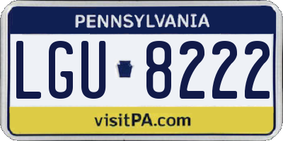 PA license plate LGU8222