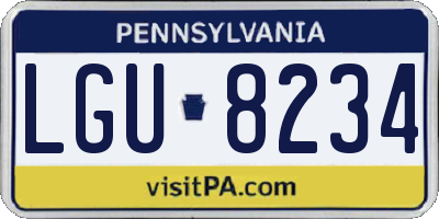 PA license plate LGU8234