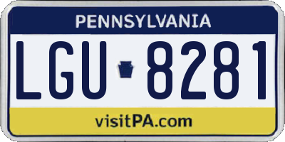PA license plate LGU8281