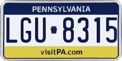 PA license plate LGU8315