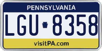 PA license plate LGU8358