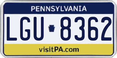 PA license plate LGU8362