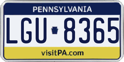 PA license plate LGU8365