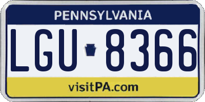 PA license plate LGU8366