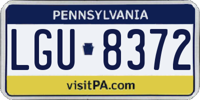PA license plate LGU8372