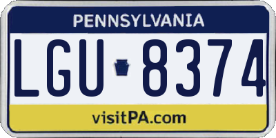 PA license plate LGU8374