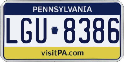 PA license plate LGU8386