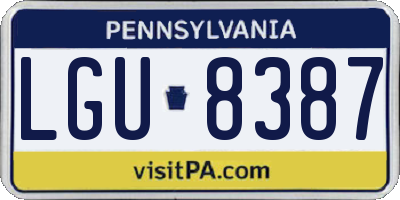 PA license plate LGU8387