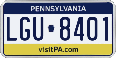 PA license plate LGU8401