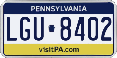 PA license plate LGU8402