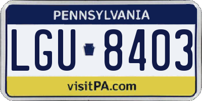 PA license plate LGU8403