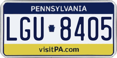 PA license plate LGU8405