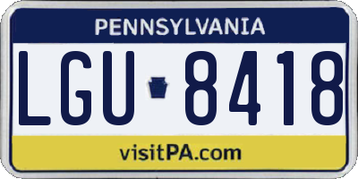 PA license plate LGU8418