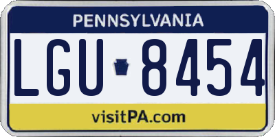 PA license plate LGU8454