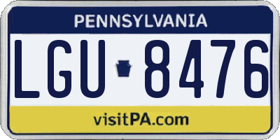 PA license plate LGU8476