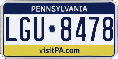 PA license plate LGU8478